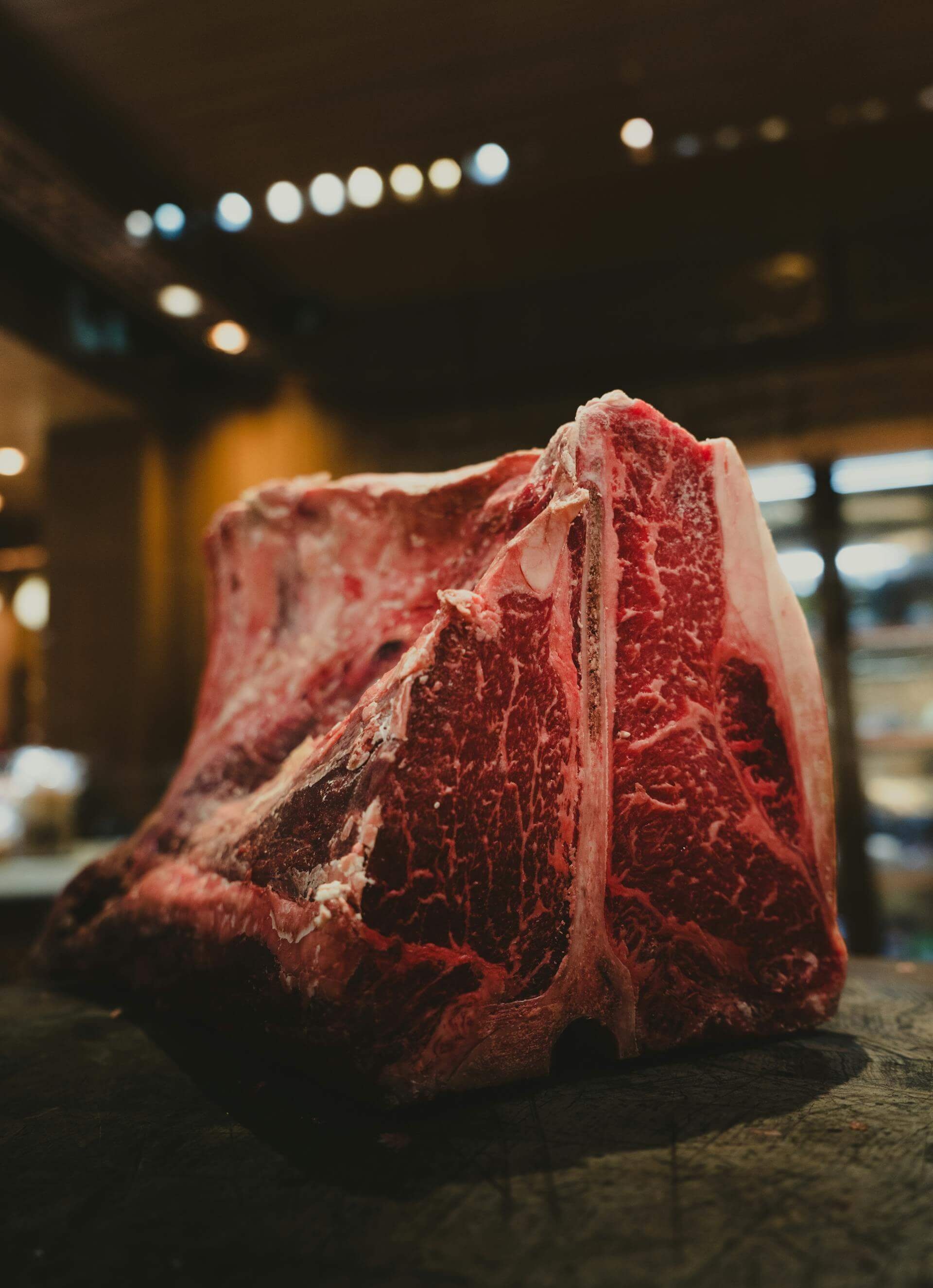 Premium T-bone steak with beautiful marbling